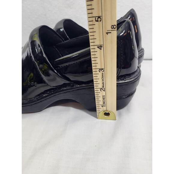 B.O.C. Nurse Platform Leather Slip On Clogs Work Shoes 9 Black Shiney - Picture 2 of 7